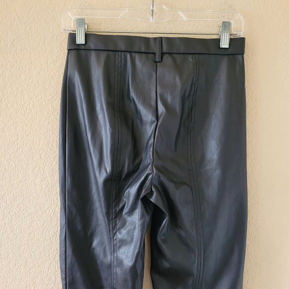 Jason Wu Faux Leather Black High Waist Straight Leg Split Ankle Pants Small New - Picture 12 of 13